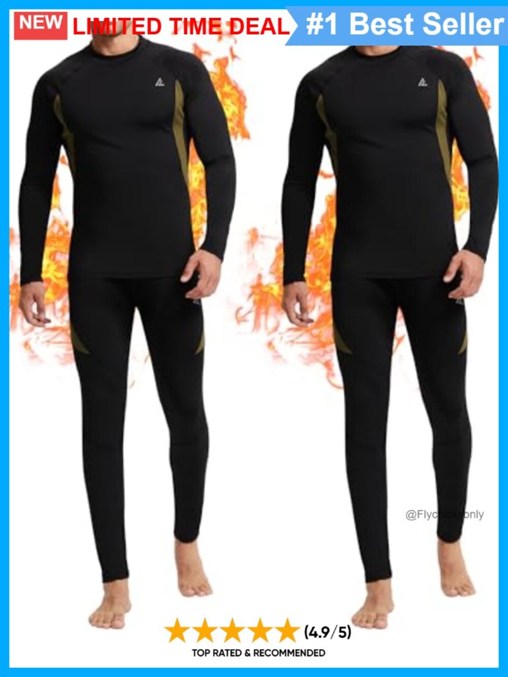 Men's Thermal Underwear Long Johns Base Layer Set Fleece Lined Moisture Wicking